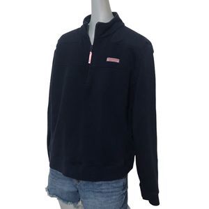 Vineyard Vines Shep Shirt Womens Blue Pink Logo Quarter (1/4) Zip Sweatshirt Siz